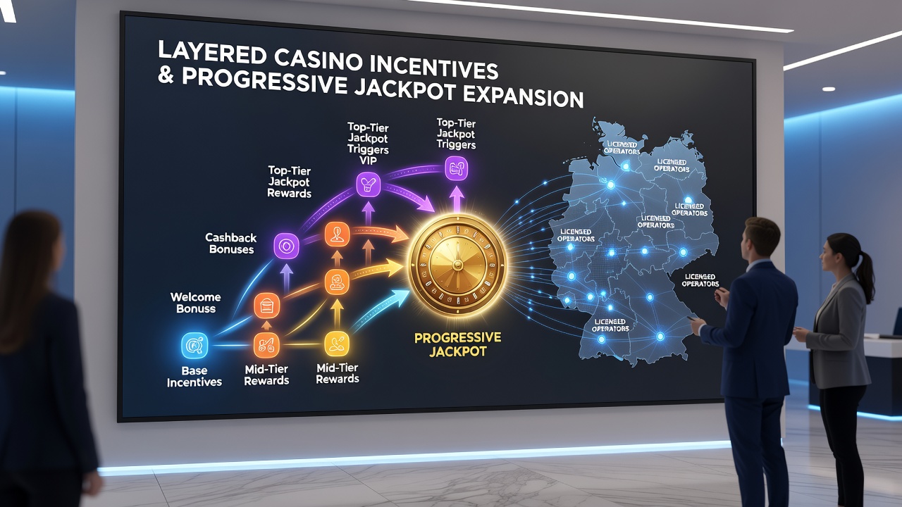 Darstellung mobiler Slot-Netzwerke mit progressiven Jackpots und gestaffelten Bonusstufen in Deutschland