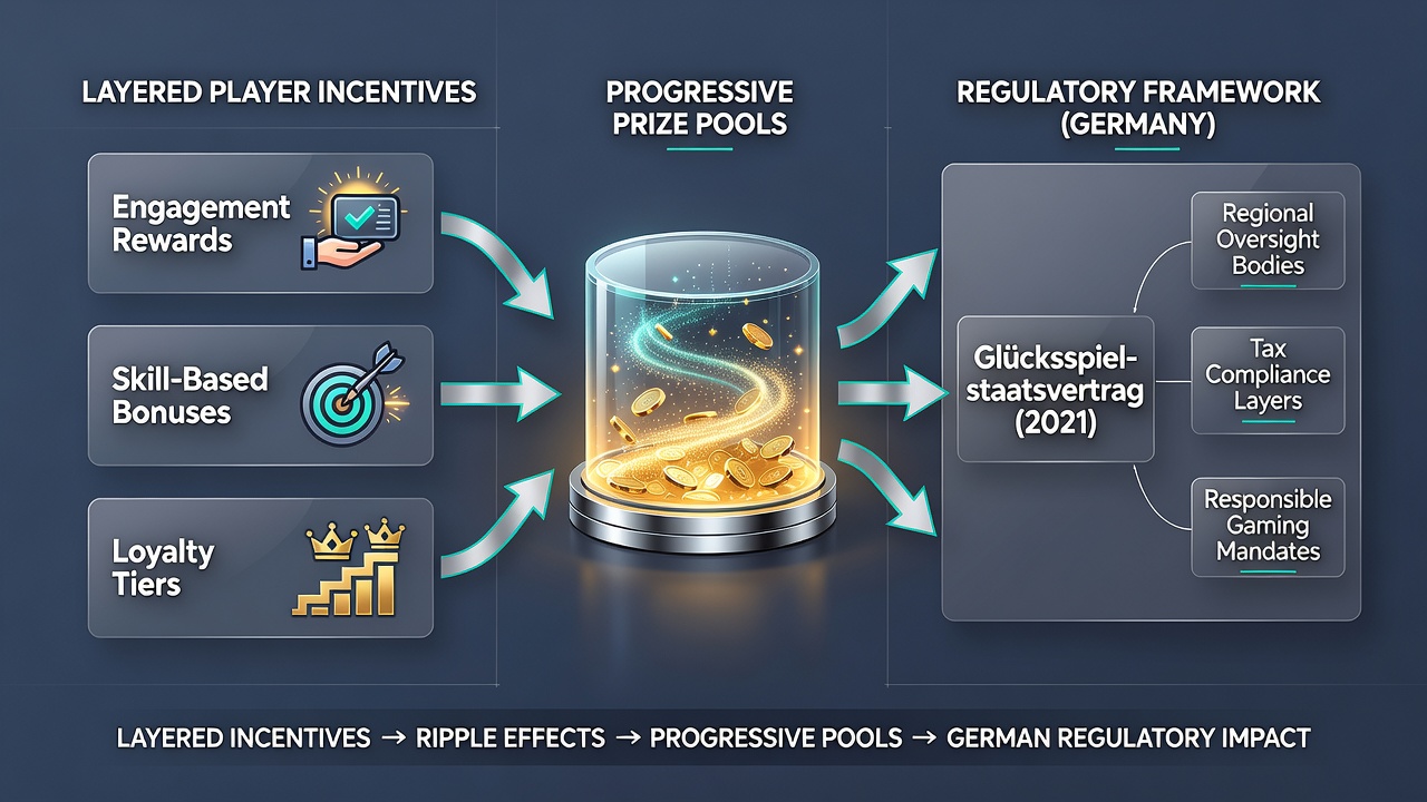 Diagramm zur Auswirkung gestaffelter Boni auf mobile progressive Jackpot-Pools